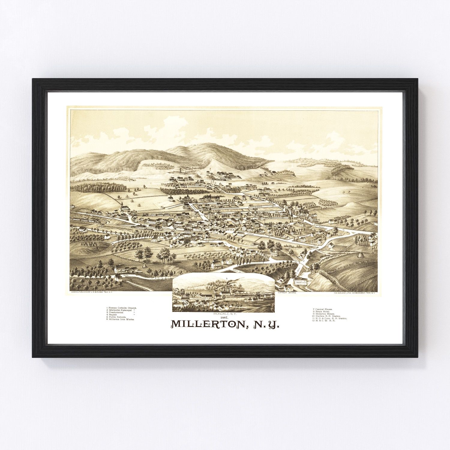Vintage Map of Millerton, New York 1887