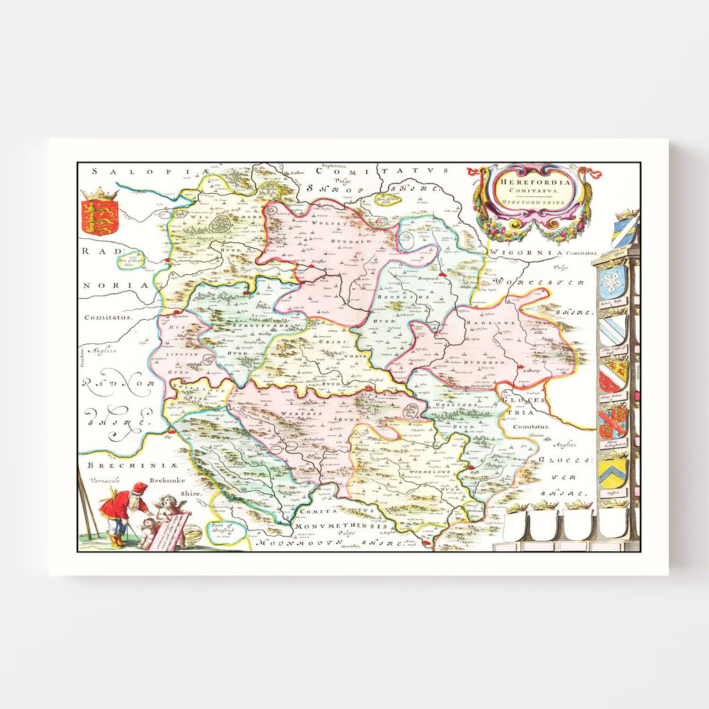 Vintage Map of Herefordshire 1665