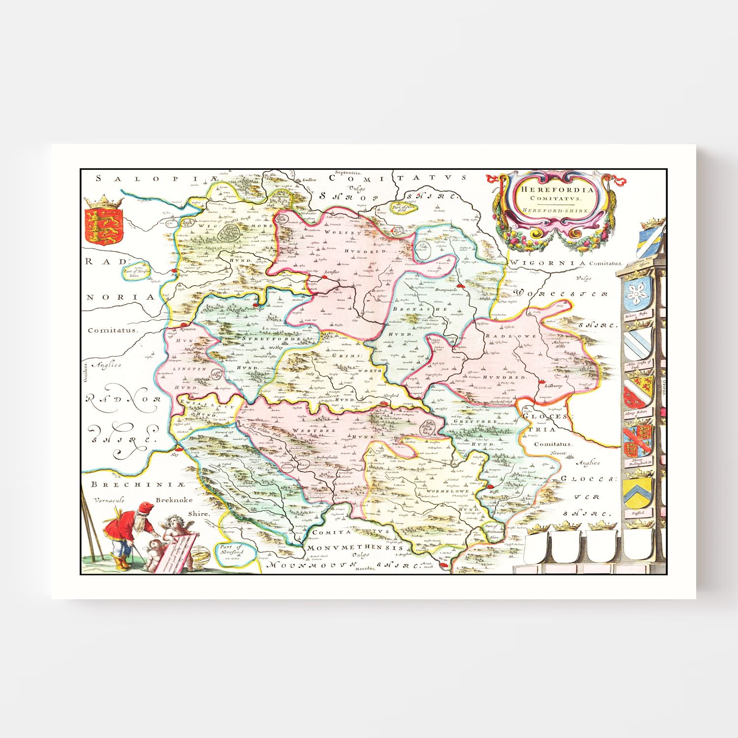 Vintage Map of Herefordshire 1665