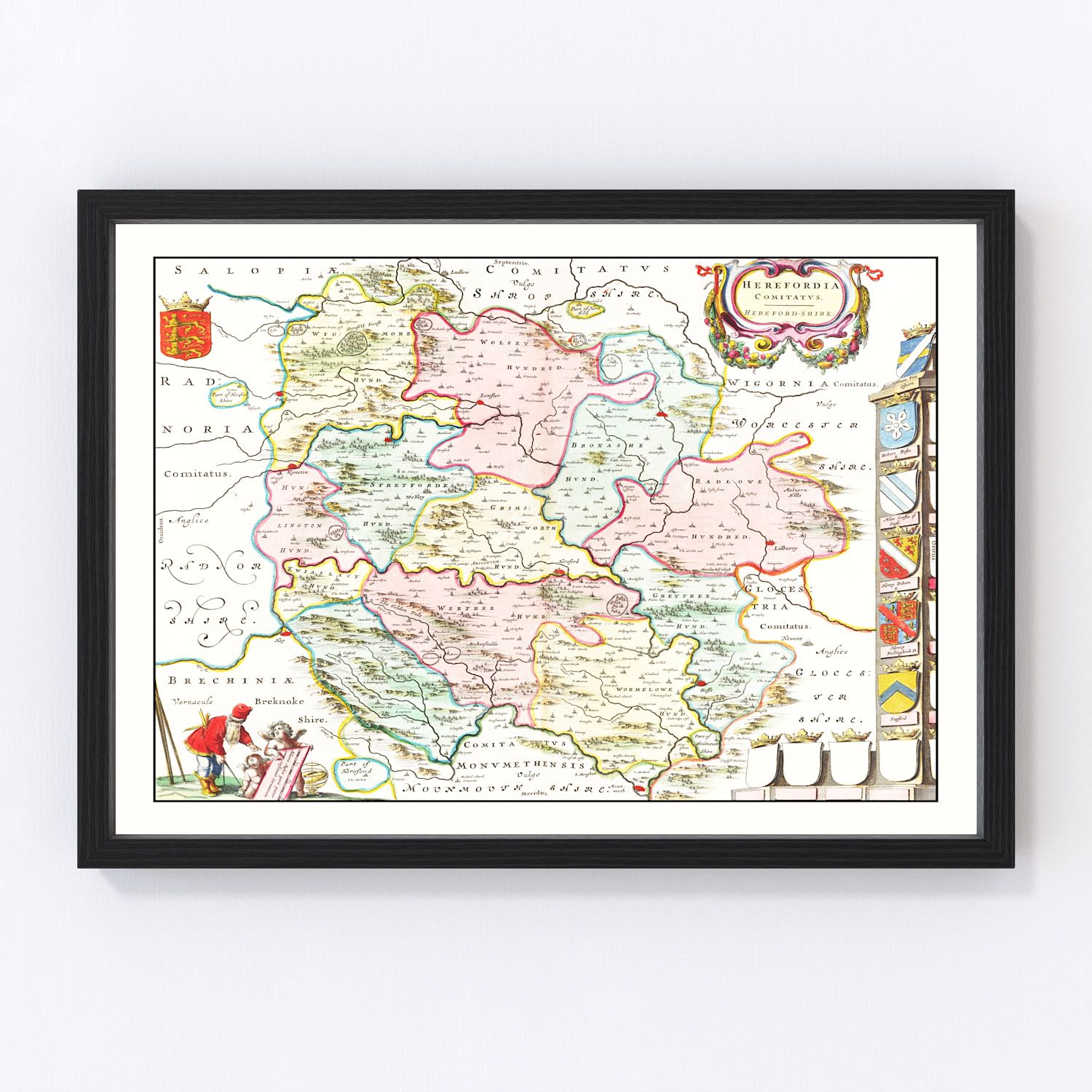 Vintage Map of Herefordshire 1665