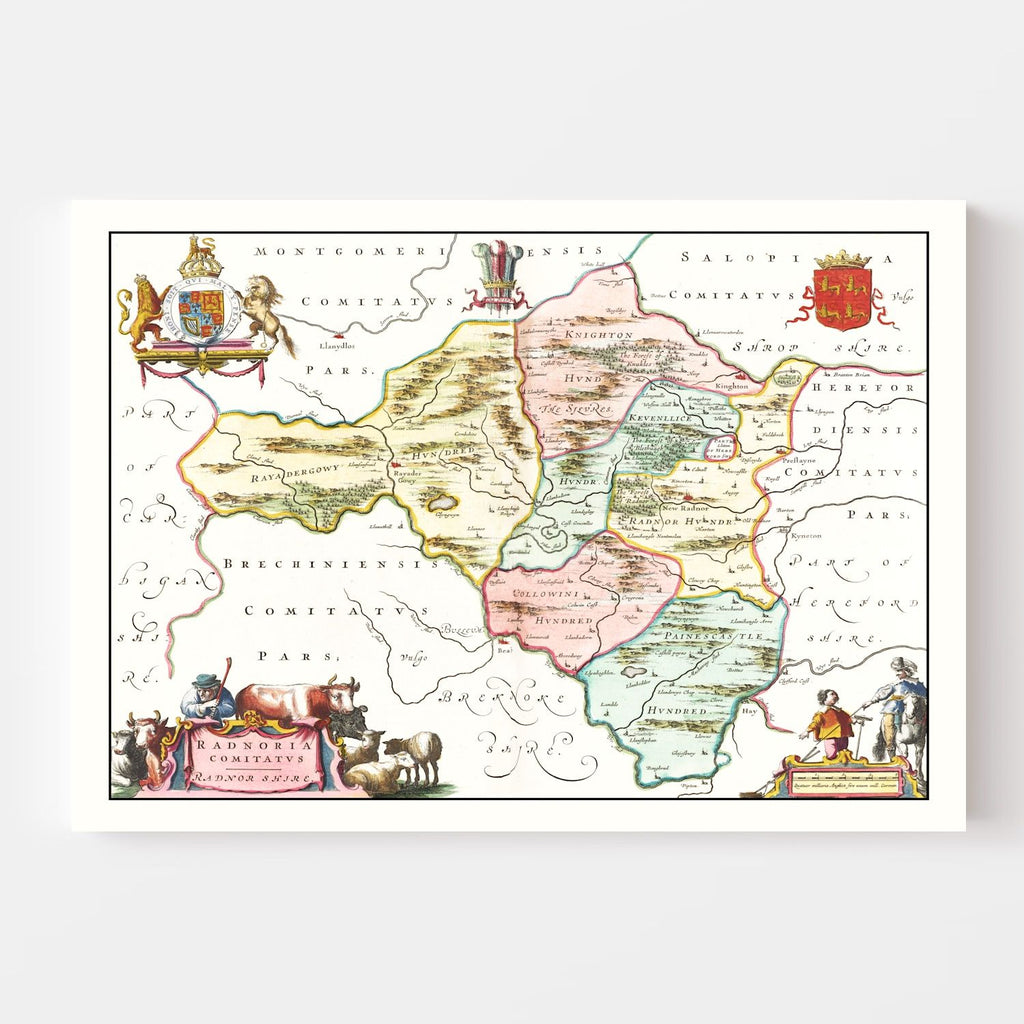 Vintage Map of Radnorshire 1665