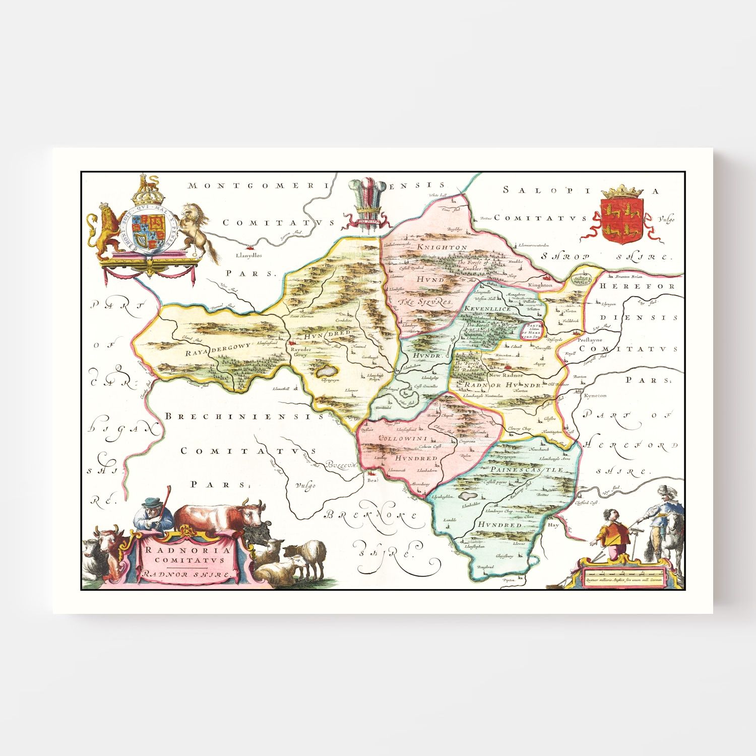 Vintage Map of Radnorshire 1665