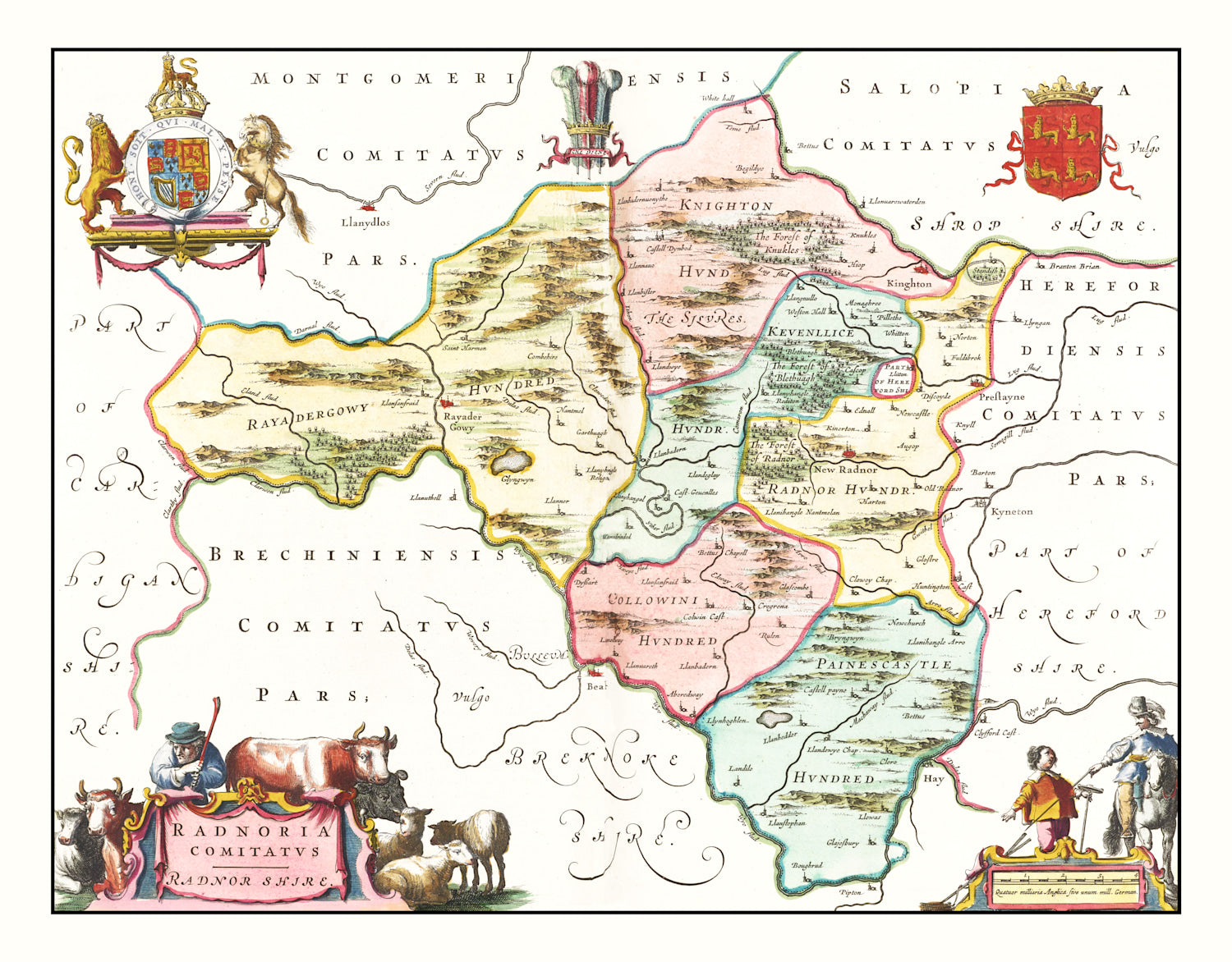 Vintage Map of Radnorshire 1665