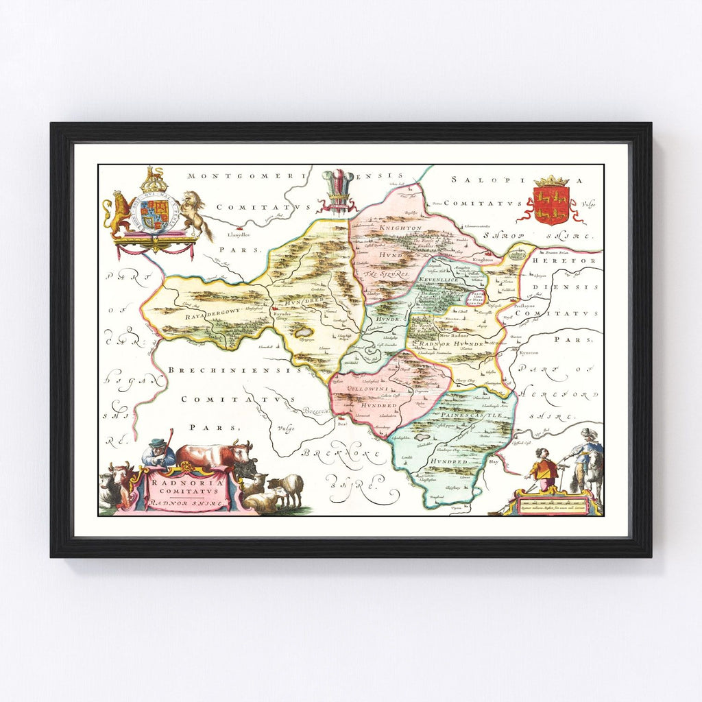 Vintage Map of Radnorshire 1665