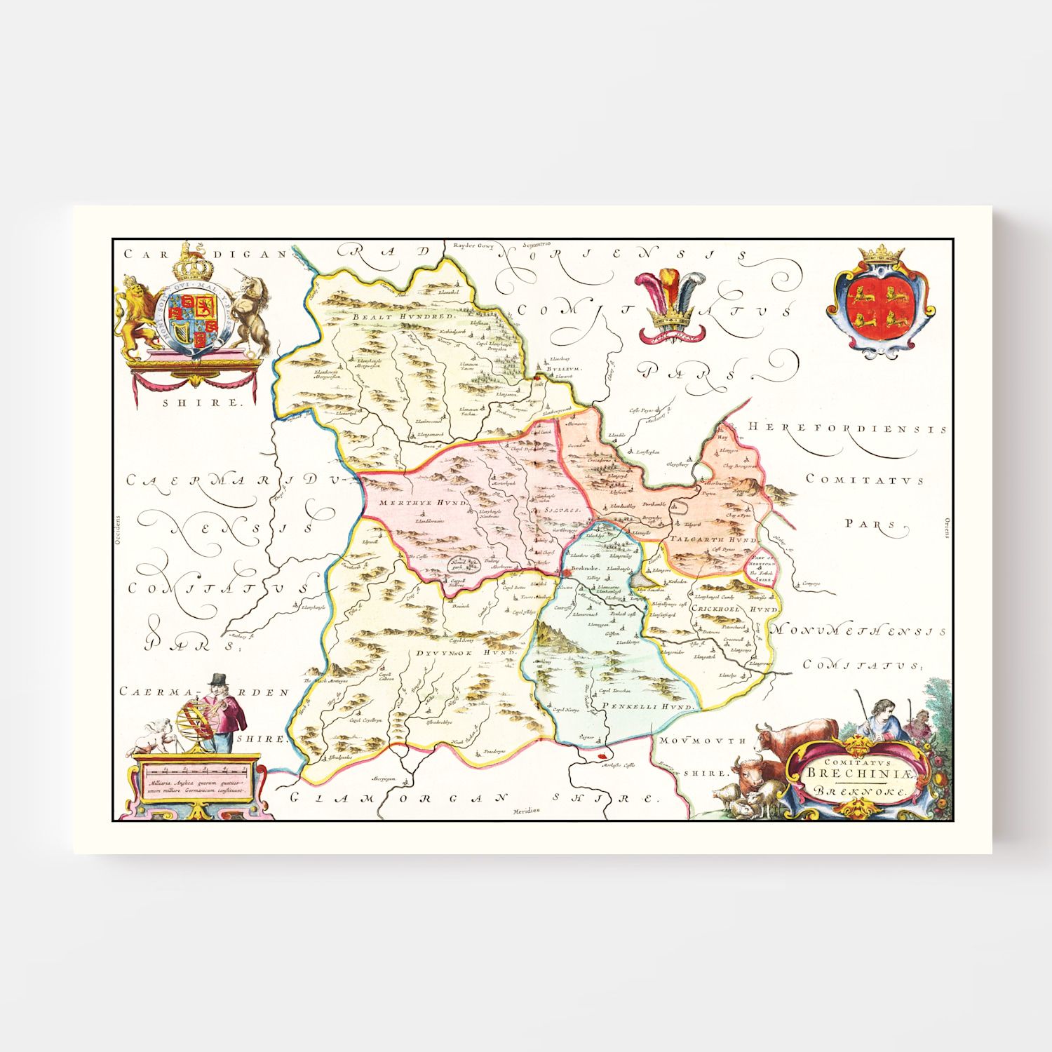 Vintage Map of Brecknockshire 1665