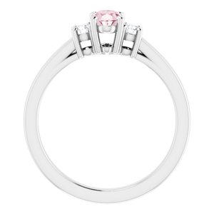 14K White Gold 6x4 mm Oval Natural Pink Morganite & 1/8 CTW Natural Diamond Ring