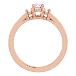 14K Rose Gold 6x4 mm Oval Natural Pink Morganite & 1/8 CTW Natural Diamond Ring