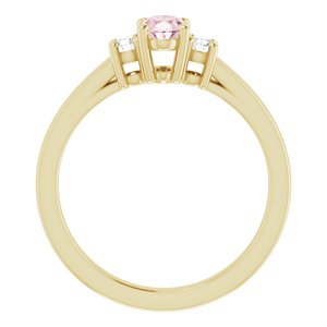 14K Yellow Gold 6x4 mm Oval Natural Pink Morganite & 1/8 CTW Natural Diamond Ring