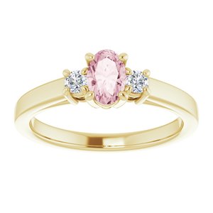14K Yellow Gold 6x4 mm Oval Natural Pink Morganite & 1/8 CTW Natural Diamond Ring