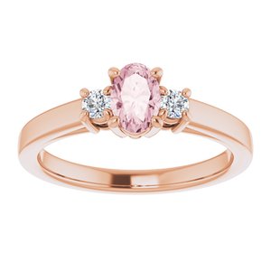 14K Rose Gold 6x4 mm Oval Natural Pink Morganite & 1/8 CTW Natural Diamond Ring