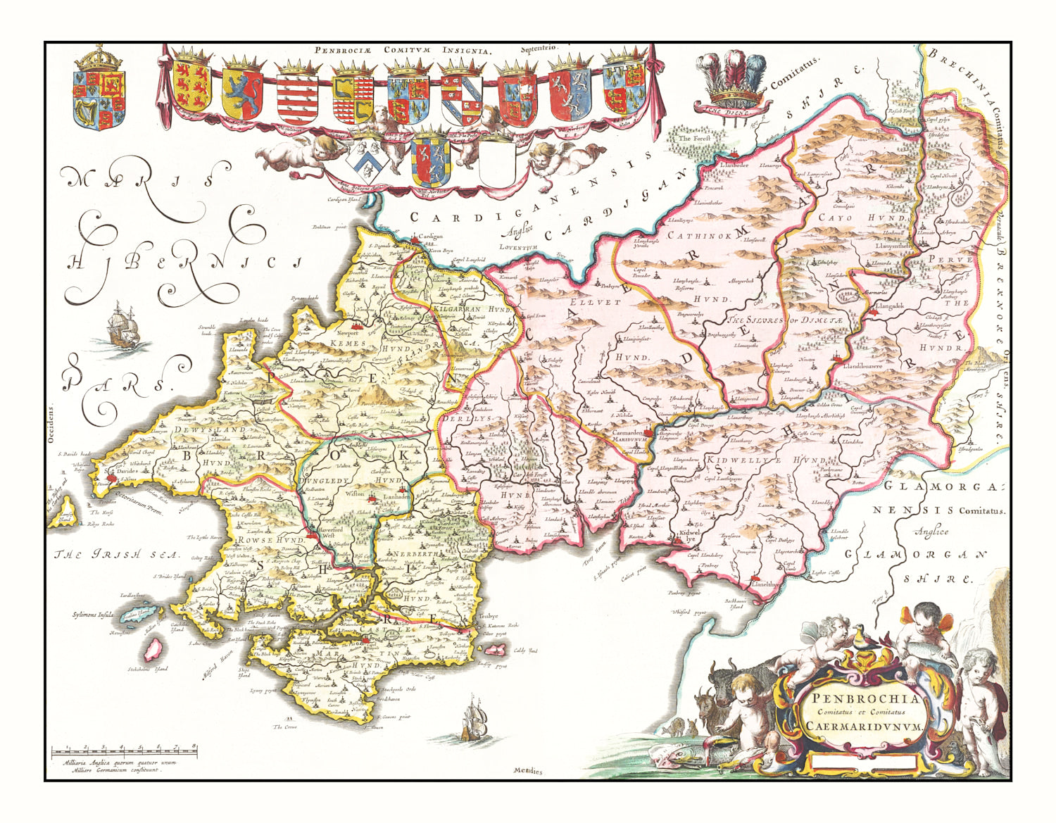 Vintage Map of Pembrokeshire 1665