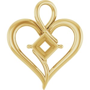 14K Yellow Gold  6.5 mm Square Pendant Mounting – image 2