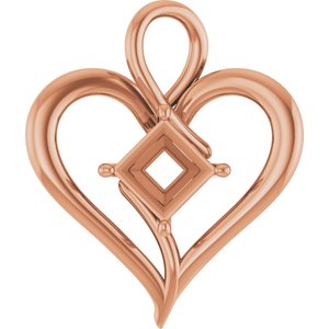 18K Rose Gold  6.5 mm Square Pendant Mounting – image 2