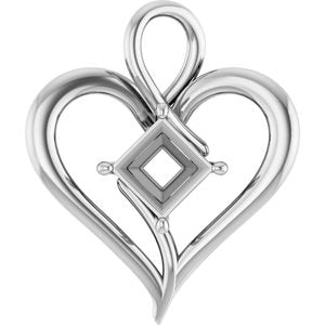 14K X1 White Gold  6.5 mm Square Pendant Mounting – image 2