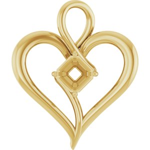 14K Yellow Gold  5 mm Asscher Pendant Mounting – image 2