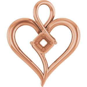 14K Rose Gold  5 mm Asscher Pendant Mounting – image 2