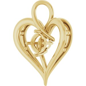 10K Yellow Gold  6 mm Cushion Pendant Mounting – image 4