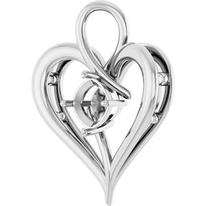 10K White Gold  6 mm Cushion Pendant Mounting – image 4