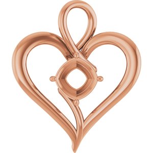 14K Rose Gold  8 mm Cushion Pendant Mounting – image 2