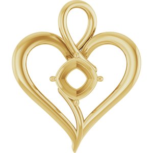 10K Yellow Gold  8 mm Cushion Pendant Mounting – image 2
