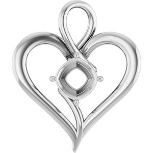 Platinum  8 mm Cushion Pendant Mounting – image 2