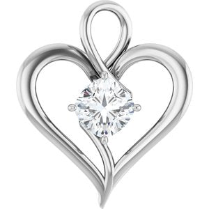 18K White Gold  8 mm Cushion Pendant Mounting