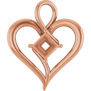 18K Rose Gold  5.5 mm Square Pendant Mounting – image 2