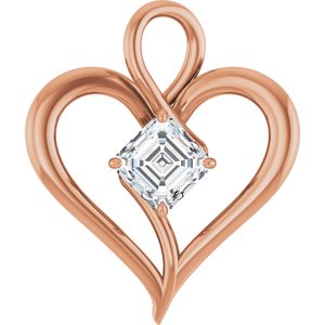 10K Rose Gold  6 mm Asscher Pendant Mounting