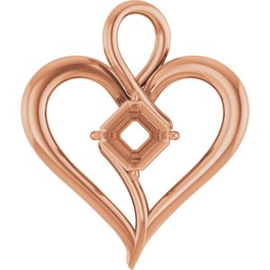 18K Rose Gold  6 mm Asscher Pendant Mounting – image 2