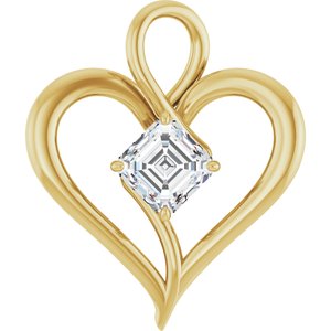 18K Yellow Gold  6 mm Asscher Pendant Mounting