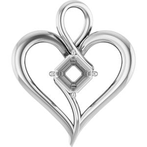 14K White Gold  6 mm Asscher Pendant Mounting – image 2