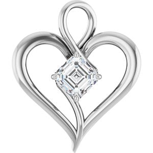 Platinum  6 mm Asscher Pendant Mounting