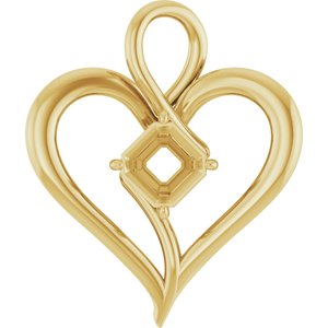 10K Yellow Gold  6 mm Asscher Pendant Mounting – image 2