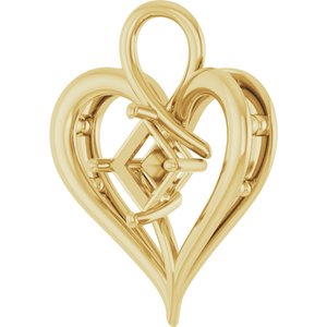 14K Yellow Gold  5.5 mm Square Pendant Mounting – image 4