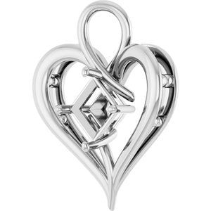 14K White Gold  6.5 mm Square Pendant Mounting – image 4