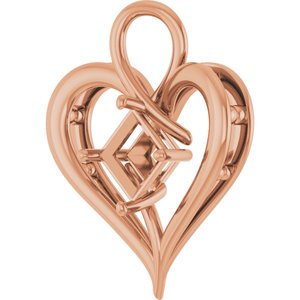 18K Rose Gold  6.5 mm Square Pendant Mounting – image 4