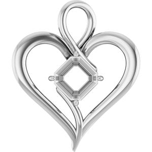 10K White Gold  8 mm Asscher Pendant Mounting – image 2