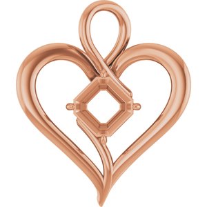 14K Rose Gold  8 mm Asscher Pendant Mounting – image 2