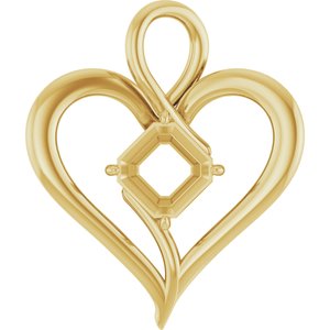 14K Yellow Gold  8 mm Asscher Pendant Mounting – image 2