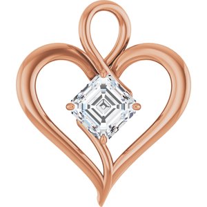 14K Rose Gold  8 mm Asscher Pendant Mounting