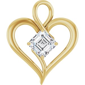 10K Yellow Gold  8 mm Asscher Pendant Mounting