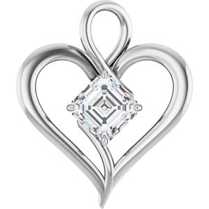 Sterling Silver  8 mm Asscher Pendant Mounting