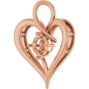 10K Rose Gold  7.4 mm Round Pendant Mounting – image 4
