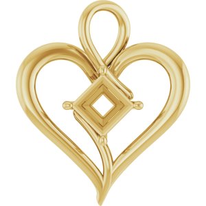 10K Yellow Gold  6 mm Square Pendant Mounting – image 2