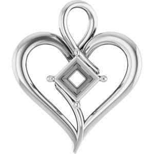 Sterling Silver  6 mm Square Pendant Mounting – image 2