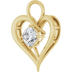 10K Yellow Gold  7 mm Cushion Pendant Mounting – image 3