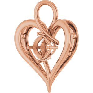18K Rose Gold  7 mm Cushion Pendant Mounting – image 4