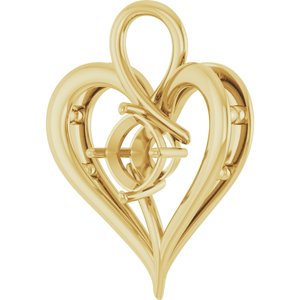 18K Yellow Gold  7 mm Cushion Pendant Mounting – image 4