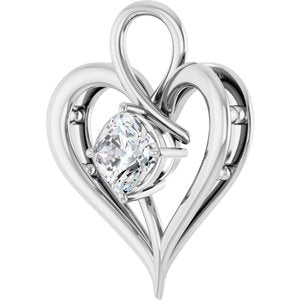 10K White Gold  7 mm Cushion Pendant Mounting – image 3