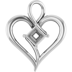 14K X1 White Gold  5 mm Square Pendant Mounting – image 2